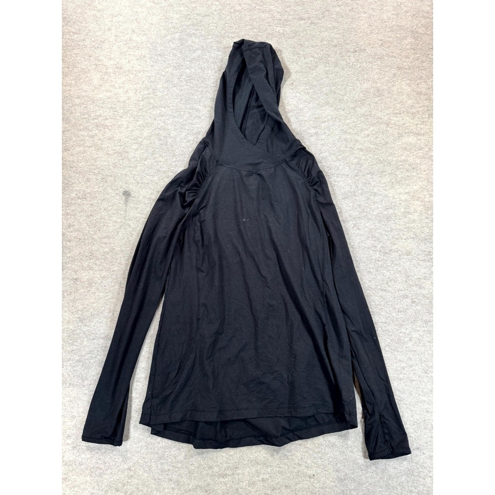 Danskin Now Dri More Ruched Hooded Top Womens L 12-14 Black DNL47040 Pullover